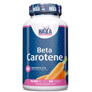 Натуральний Бета-Каротин (Вітамін А), HAYA LABS, Natural Beta Carotene 20,000 IU - 100 таб