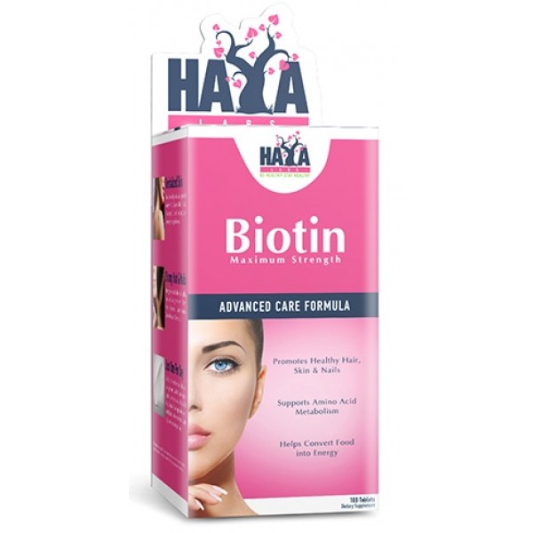 Біотин (Вітамін В7) в високій концентрації 10.000 мкг, HAYA LABS, Biotin Maximum Strength 10,000 мкг - 100 таб