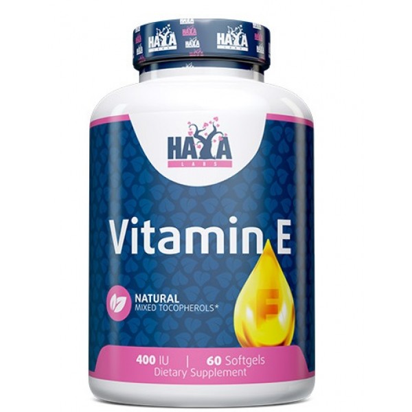 Вітамін Е (альфа, бета, гамма і дельта токофероли), HAYA LABS, Vitamin E Mixed Tocopherols 400 IU - 60 гель капс