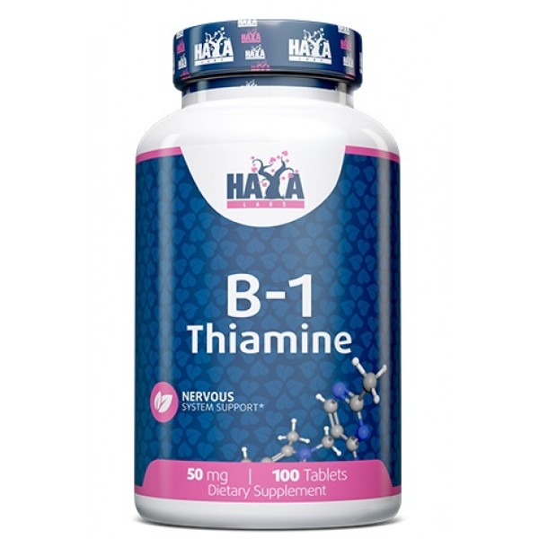 Витамин В1 (Тиамин) 50 мг, HAYA LABS, Vitamin B-1/Thiamine/ 50 мг - 100 таб