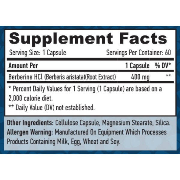 Берберин, HAYA LABS, Berberine HCL 400 мг - 60 веган капс