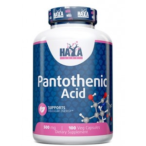 Пантотеновая кислота (Витамин В5), HAYA LABS, Pantothenic Acid 500 мг - 100 веган капс