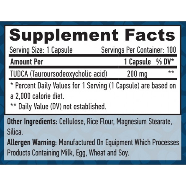 Тауроурсодезоксихолева кислота (TUDCA), HAYA LABS, TUDCA 200 мг - 100 веган капс