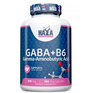 Гамма-аміномасляна кислота + Вітамін В6, HAYA LABS, Gaba + B6 500 мг - 100 веган капс
