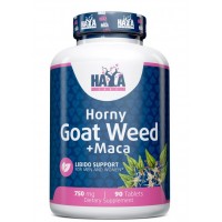 Екстракта Горянки + Мака Перуанська (тестобустер), Haya Labs, Horny Goat Weed Extract 750 mg + Maca - 90 таб