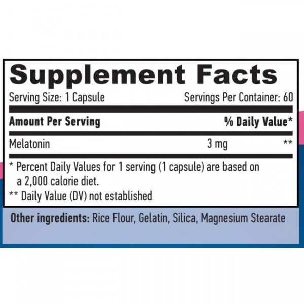 Мелатонин 3 мг, HAYA LABS, Melatonin 3 мг - 60 капс
