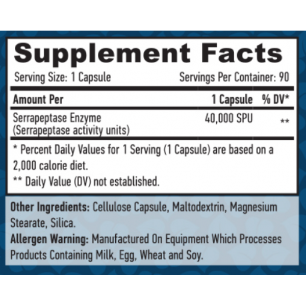 Фермент Серрапептаза, Haya Labs, Serrapeptase 40000 SPU - 90 веган капс