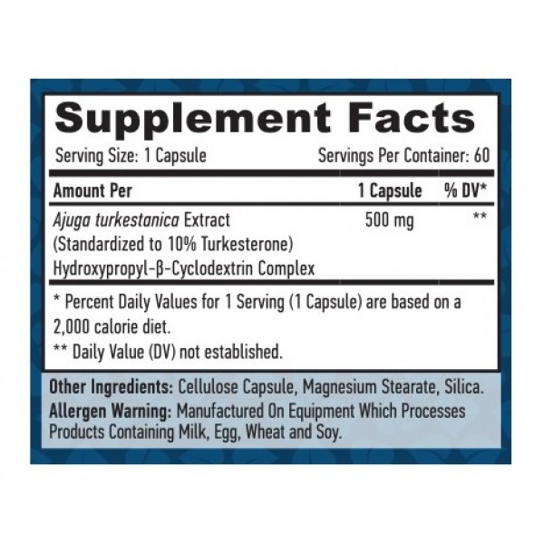 Туркестерон (фитоэкдистероид), Haya Labs, Turkesterone 500 мг - 60 капс