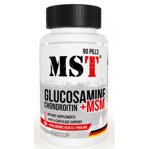 Глюкозамин Хондроитин МСМ, MST, Chondroitin - Glucosamine - MSM + Hyaluronic Acid + L-Proline - 90 таб