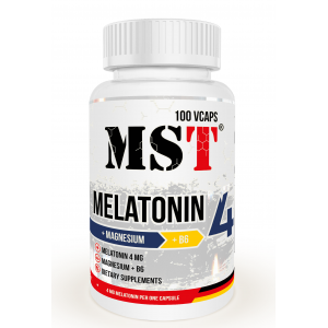 Мелатонин 4 мг + Магний-В6, MST, Melatonin 4 + Magnesium + B6 - 100 веган.капс