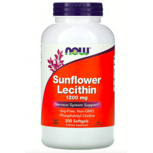 Подсолнечный лецитин, NOW Foods, Sunflower Lecithin 1200 мг - 200 гель капс