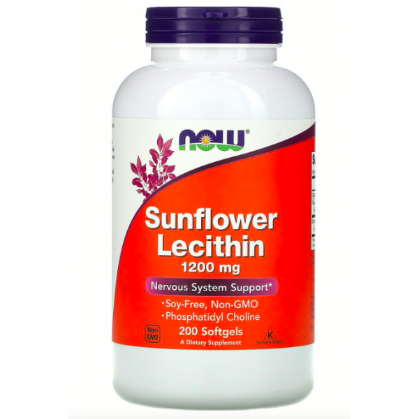 Соняшниковий лецитин, NOW Foods, Sunflower Lecithin 1200 мг - 200 гель капс