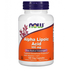 Альфа-ліпоєва кислота ALA, NOW, Alpha Lipoic Acid 100 мг