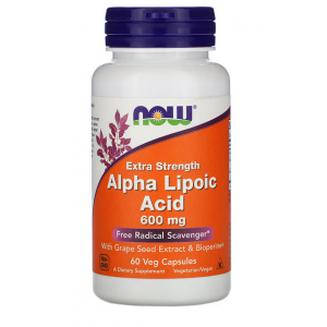 Альфа-ліпоєва кислота ALA, NOW, Alpha Lipoic Acid 600 мг