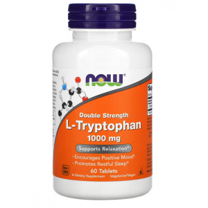 Незаменимая аминокислота Л-Триптофан, NOW, L-Tryptophan 1000 мг 