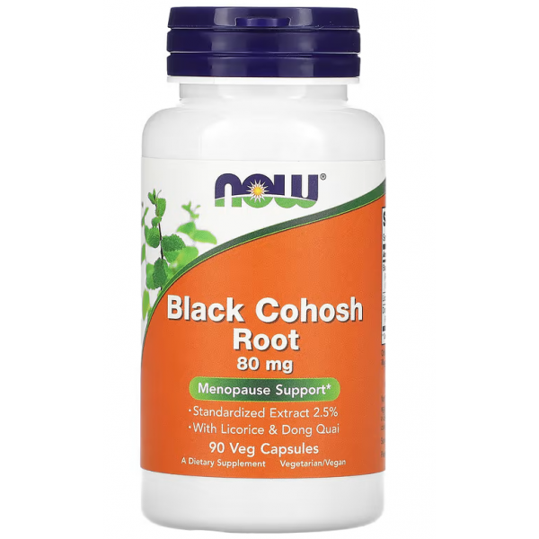 Экстракт корня клопогона кистевидного, NOW, Black Cohosh Root 80 мг - 90 веган капс