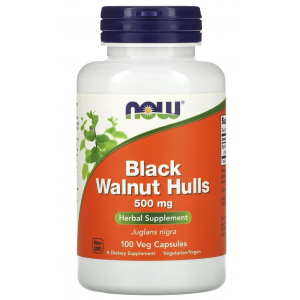 Чорний горіх (шкарлупа), NOW, Black Walnut Hulls 500 мг - 100 веган капс