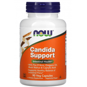 Комплекс растительных ингредиентов для кишечной микрофлоры, NOW, Candida Support - 90 веган капс