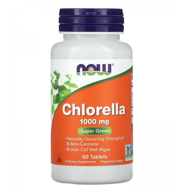 Хлорела 1000 мг, NOW, Chlorella 1000 мг 