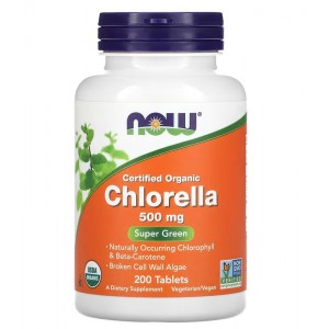 Хлорелла органічна, NOW, Chlorella 500 мг - 200 таб