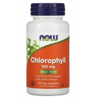 Хлорофіл + порошок із листя Люцерни, NOW, Chlorophyll 100 мг - 90 капс