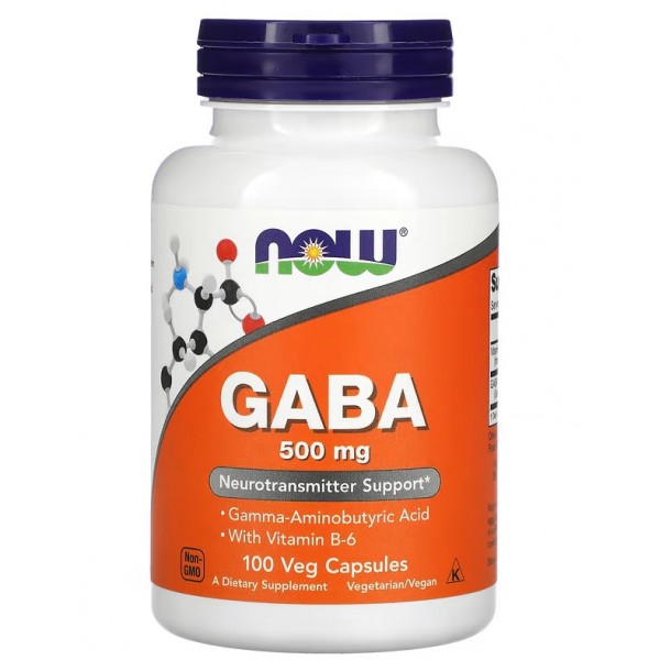 Гамма-аміномасляна кислота, NOW, GABA 500 мг