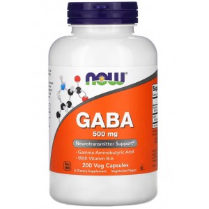 Гамма-аміномасляна кислота, NOW, GABA 500 мг - 200 веган капс
