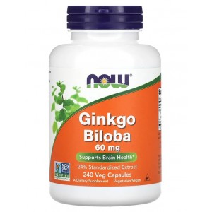 Екстракт Гінкго Білоба, NOW, Ginkgo Biloba 60 мг