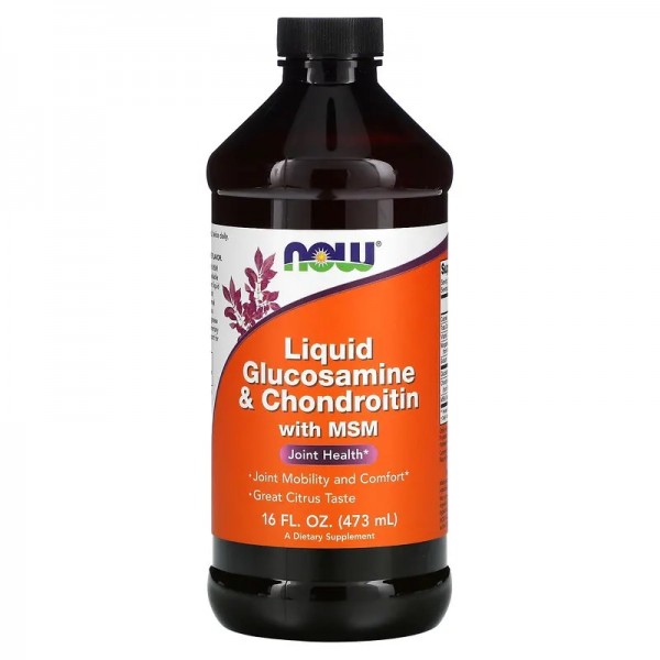 Рідкий глюкозамін і хондроїтин з МСМ, NOW, Glucosamine & Chondroitin - 473 мл