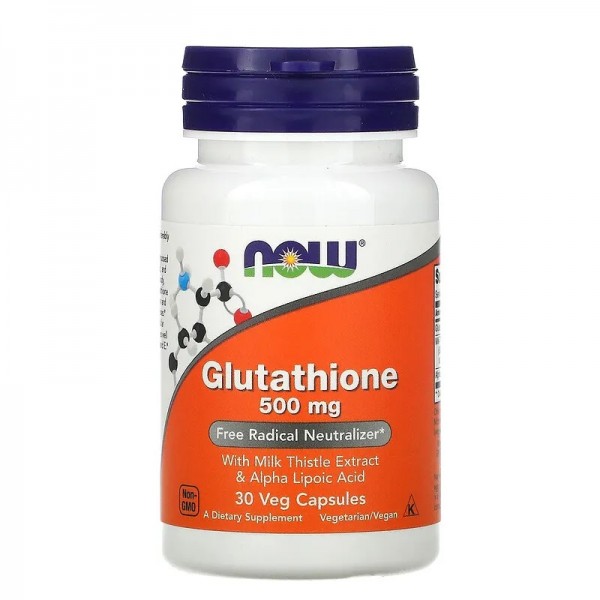 Глутатион + экстркт розторопши, NOW, Glutathione 500 мг - 30 веган капс