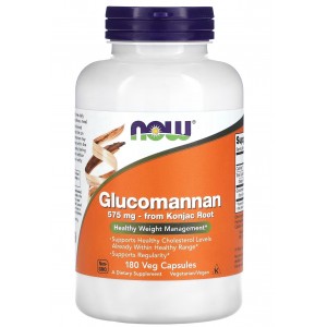 Глюкоманнан (полисахарид, растворимая клетчатка), NOW, Glucomannan 575 мг - 180 веган капс