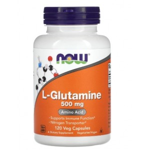 Глютамін 500 мг, NOW, L-Glutamine 500 мг - 120 веган капс