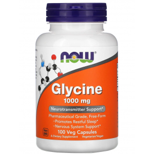 Амінокислота Гліцин 1000 мг, NOW, Glycine 1000 мг - 100 веган капс