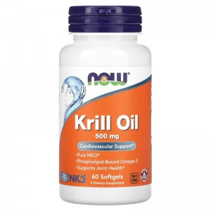 Масло криля + астаксантин, NOW, Krill Oil 500 мг - 60 гель капс 