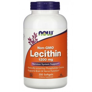 Соєвий Лецитин, Lecithin 1200 mg NOW - 200 гель капс