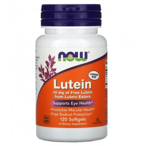 Лютеїн (з ефірів лютеїну і екстракту квіток чорнобривців), NOW, Lutein (Esters) 10 мг 