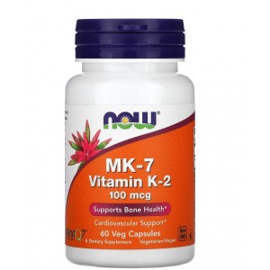 Вітамін К2 (у вигляді менахінон-7) (MK-7) 100 мкг, NOW, Vitamin K-2 100 мкг - 60 веган капс
