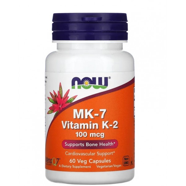 Вітамін К2 (у вигляді менахінон-7) (MK-7) 100 мкг, NOW, Vitamin K-2 100 мкг - 60 веган капс