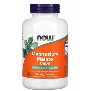 Магний Малат 840 мг, NOW, Magnesium Malate 840 мг - 180 веган капс