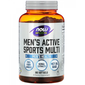 Комплекс витаминов и минералов с высокой концентрацией для активных мужчин, NOW, Men's Active Sports Multi - 180 гель капс