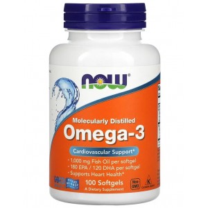 Омега-3 Рыбий жир, NOW, Omega-3 1000 мг - 100 гель капс