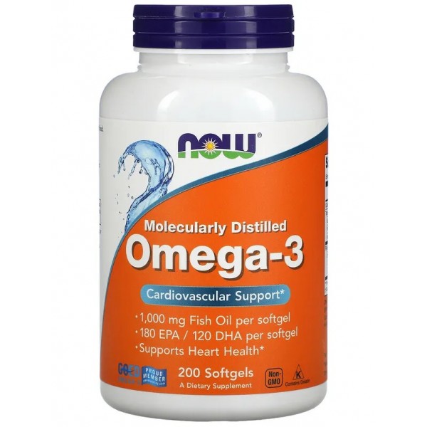 Омега-3 Риб'ячий жир, NOW, Omega-3 1000 мг - 200 гель капс