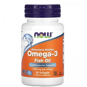 Омега-3 корисні жири, NOW, Omega-3 1000 мг - 30 гель капс