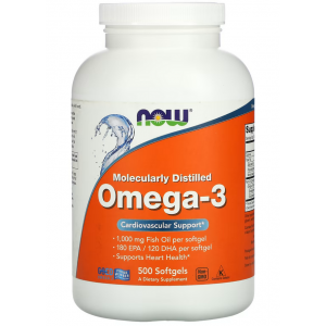 Омега-3 Рыбий жир, NOW, Omega-3 1000 мг - 500 гель капс