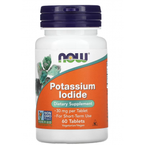 Йодид Калію, NOW, Potassium Iodide 30 мг - 60 таб