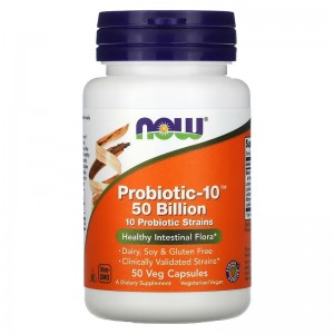 Смесь 10 штаммов пробиотических бактерий (50 миллиардов), NOW, Probiotic-10 50 Billion - 50 веган капс