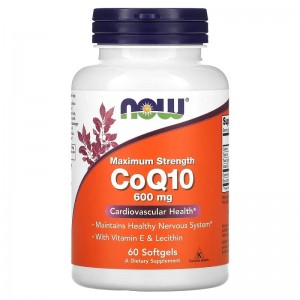 Коэнзим Q10 в максимальной концентрации, NOW, CoQ10 600 мг 