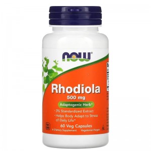 Родиола 500 мг (Экстракт родиолы розовой), NOW, Rhodiola Extract 500 мг - 60 веган капс