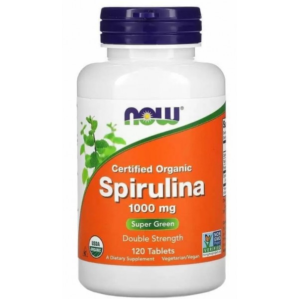 Органічна Спіруліна, NOW, Spirulina 1000 мг