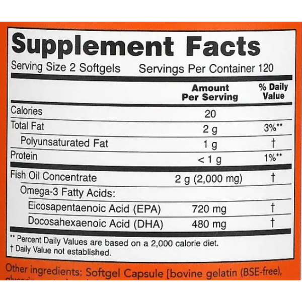 Концетрована Омега-3 (360 EPA / 240 DHA), NOW, Super Omega EPA 1200 мг 